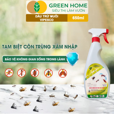 Dầu Trừ Muỗi Vipesco GreenHome, Chai 650Ml, Đặc Trị Muỗi, Kiến, Gián Nhanh Chóng, Hiệu Quả Và An Toàn