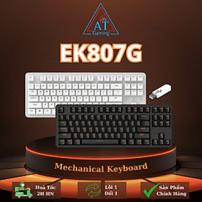 Bàn phím cơ không dây DAREU EK807G White  87-KEYS (Blue/ Brown/ Red D switch) - Chính Hãng