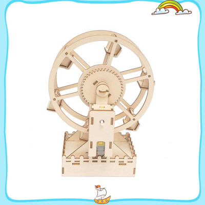 Đồ Chơi Gỗ Mô Hình Vòng Đu Quay Mặt Trời, Đồ Chơi Thí Nghiệm DIY WOOD STEAM Cho Bé,  Đồ Chơi Lắp Ghép Vòng Đu Quay Bằng Gỗ-Chính Hãng BABYBOSS + Tặng Kèm Tranh Ghép Bằng Gỗ