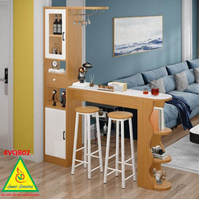 Quầy bar mini, quầy bar kiêm vách ngăn phòng khách nhà bếp 4VQB02 ( Không kèm ghế )- NỘI THẤT LẮP RÁP VIENDONGADV