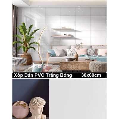 Bộ 5 Tấm Xốp Dán Tường 3D PVC Lá Xanh 60x30cm Keo Sẵn Dày 2,5mm Cao Cấp, Sang trọng