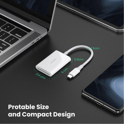 Ugreen UG60724CM265TK màu trắng đọc thẻ USB type C ra SD TF 4.0 hỗ trợ UHS-II - HÀNG CHÍNH HÃNG