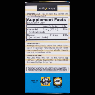 Viên uống Bổ sung canxi hữu cơ cho cơ thể Mason Natural Calcium Citrate + D3 – hộp 60 viên