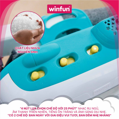 Đèn ngủ 3 chức năng, 2 chế độ nhạc - ru ngủ cho bé  từ 0 tháng tuổi Winfun 720000-NL