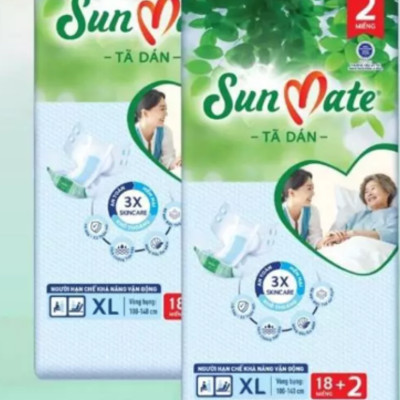 (Mẫu Mới) Tã Dán Sunmate XL18 +2 (20 Miếng) - Tã Dán Cho Người Lớn (Gói Lớn Tiết Kiệm Hơn Sunmate XL10) -Hsd Luôn mới