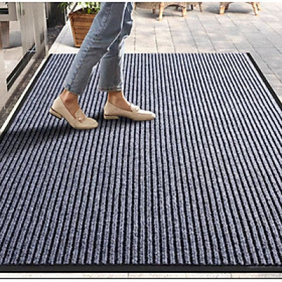 Thảm Chùi Chân chống trượt đế cao su trải sảnh 120cm x180cm - Đỏ đun & Xám đen