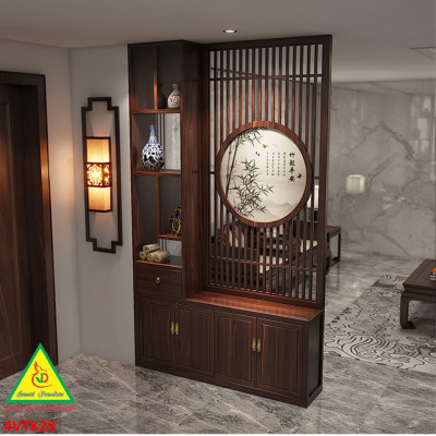Vách ngăn phòng khách, vách ngăn tủ kệ bằng gỗm bình phong tranh 4VTK29 - NỘI THẤT LẮP RÁP VIENDONGADV
