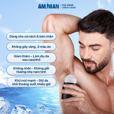 Lăn khử mùi AM MAN Am EverFresh 50ml khử mùi, khô thoáng, kiểm soát mồ hôi suốt ngày dài