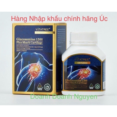 Viên uống bổ khớp Vitatree Glucosamine 1500mg plus shark cartilage , hộp 100v, nhập khẩu Úc