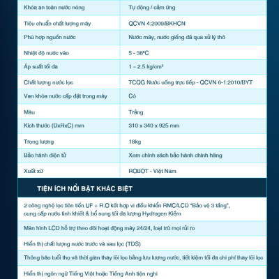 Máy Lọc Nước R.O Hydrogen Kiềm Nóng Thông Ninh ROBOT HydroMegaPlus-9 - Hàng Chính Hãng