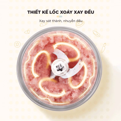 Máy Xay Thịt, Máy Xay Ăn Dặm Bear GR-B06V1 Xay Cực Êm Dung Tích 0.6 Lít Công Suất 200 W- Hàng Chính Hãng