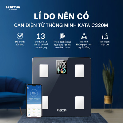Cân sức khỏe thông minh KATA CS20M Full Tiếng Việt cân đo, theo dõi chỉ số sức khỏe của cả gia đình,trẻ nhỏ