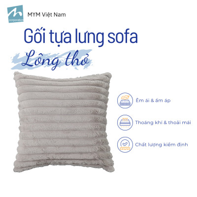 Gối Tựa Lưng, Trang Trí Sofa Chất Liệu Lông Thỏ Mềm Mại 45x45cm