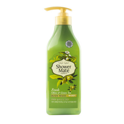 Sữa tắm dạng Gel giảm thiểu quá trình lão hóa da Showermate Olive and Green Tea Hàn Quốc 550ml tặng móc khóa
