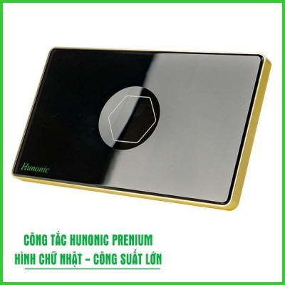 Công Tắc Cảm Ứng Hunonic Premium Hình Chữ Nhật Viền Vàng, Công Tắc Thông Minh Wifi Điều Khiển Từ Xa Bằng Điện Thoại