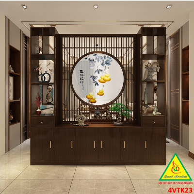 Vách ngăn phòng khách, vách ngăn tủ kệ bằng gỗm bình phong tranh 4VTK23 - NỘI THẤT LẮP RÁP VIENDONGADV