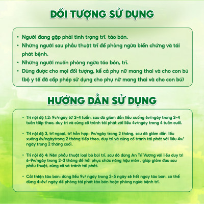 An Trĩ Vương Hỗ Trợ Cải Thiện Táo Bón Giúp Thanh Nhiệt, Giải Độc Có Thể Sử Dụng Cho Phụ Nữ Có Thai Hộp 30 Viên