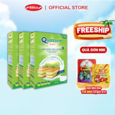 BAO BÌ MỚI- Combo 3 Hộp Bánh Bông Lan Quasure Light Bibica- Giải pháp cho người ăn kiêng, tiểu đường