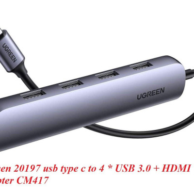 Ugreen UG20197CM417TK 5 trong 1 HDMi 4K 30hz + 4 * USB 3.0 bộ chuyển từ USB Type C - HÀNG CHÍNH HÃNG