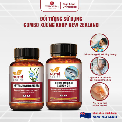COMBO XƯƠNG KHỚP: Nutri Omega 3 Salmon Oil 60 Viên+ Canxi hữu cơ Nutri Seaweed Calcium 60 Viên | Giúp Phục Hồi, Bảo Vệ Xương