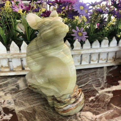 Tượng con Chuột giáp phong thủy đá ngọc Onyx trang trí phòng khách, bàn làm việc - Cao 20 cm