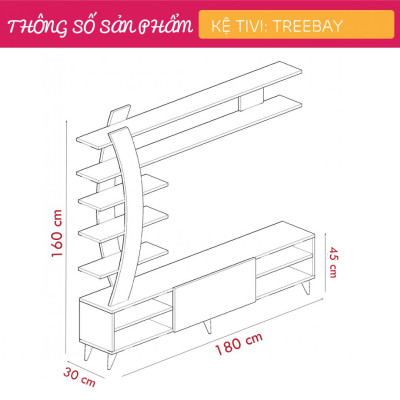 Kệ TV phòng ngủ phong cách hiện đại SMLIFE Treebay