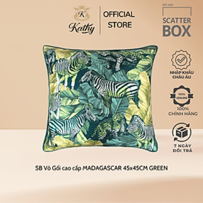 SCATTER BOX Vỏ Gối cao cấp nhập khẩu Ireland Anh Quốc MADAGASCAR màu GREEN kích thước 45x45CM Phong cách hiện đại