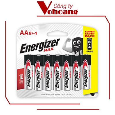 Pin Max 8 + 4 Viên Energizer E91 BP8+4 AA