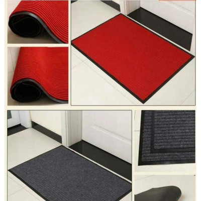 ( Hàng Cao Cấp ) Thảm chùi chân đế chống trượt dạng sọc Stripmate Màu Xám đen / Xám đỏ kT 40 x 60 cm