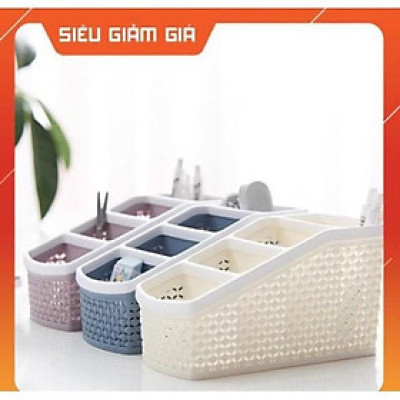 Khay Nhựa Tiện Ích 4 ngăn, 5 ngăn , lục giác để bàn, cắm bút, đựng đồ đa năng - giao mầu ngẫu nhiên