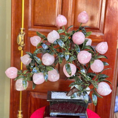 Cây đào phong thuỷ thạch anh hồng 18 quả|phongthuygiaphat
