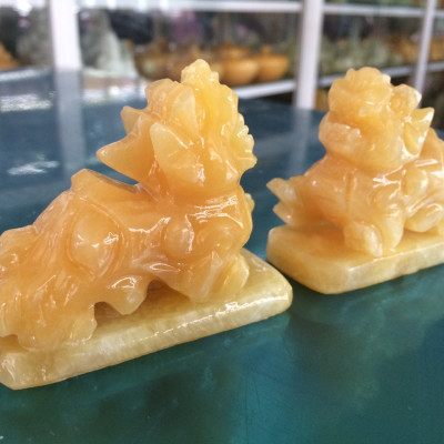 Cặp Tỳ Hưu phong thủy đá Ngọc hoàng long - Dài 8 cm