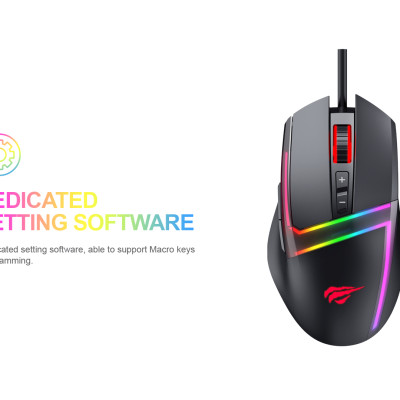 Chuột Gaming Có Dây Havit MS953/ 7 Chế Độ/ 700DPI/ Led RGB/ 20 Triệu Lần Nhấp Chuột - Hàng Chính Hãng