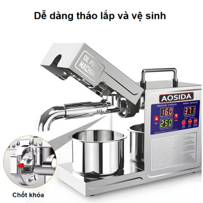 Máy ép dầu thực vật gia đình AOSIDA Anh Quốc B03S Công suất 820W, Năng suất ép 4-6 kg/giờ - Bảo hành 12 tháng, Hàng nhập khẩu