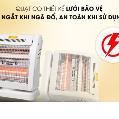 Đèn Sưởi Điện 2 Bóng Halogen 800W Xoay 90 Độ - Hàng Chính Hãng
