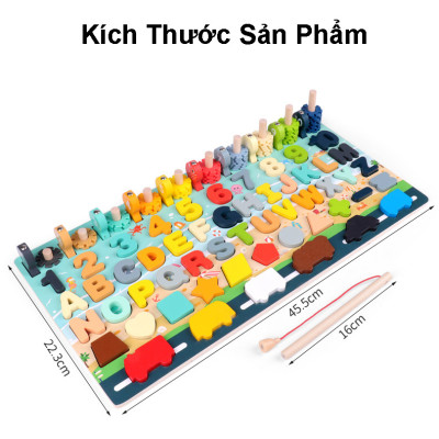 Đồ Chơi Gỗ, Bảng Gỗ Thông Minh 6IN1 Đồ Chơi Giúp Bé Phát Triển Trí Não Giáo Dục Theo Phương Pháp Montessori - Tặng Kèm 01 Tranh Ghép Bằng Gỗ