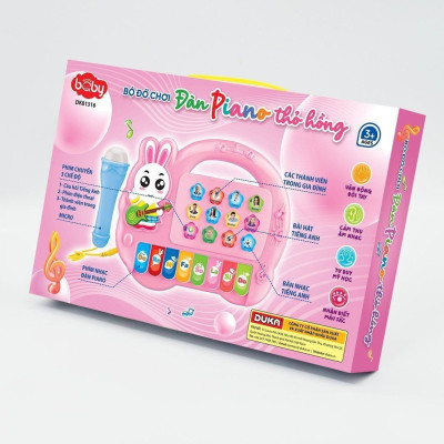 Đồ Chơi DUKA: Đàn Piano Thỏ Hồng Kèm Micro - DK81316