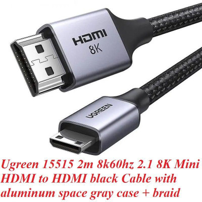 Ugreen UG15515HD163TK 2M 8K60Hz 2.1 Cáp chuyển Mini HDMI sang HDMI dây bọc dù - HÀNG CHÍNH HÃNG