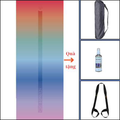 Thảm tập yoga chính hãng Yvonne, Flowstate Rainbow (TẶNG KÈM 3 PHẦN QUÀ) dày 4mm bề mặt nhám, siêu bám, chống trơn trượt, ưa mồ hôi