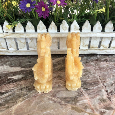 Cặp Rồng nằm phong thủy đá ngọc hoàng long - Dài 12 cm