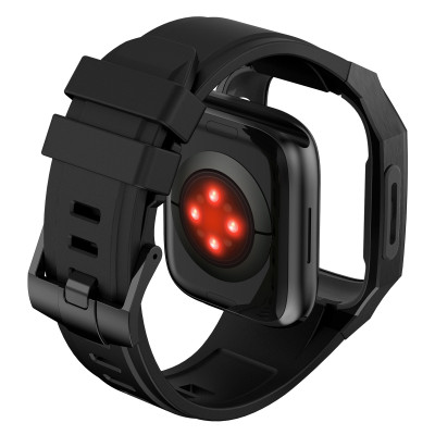 Ốp Case Vỏ Thép Không Gỉ bảo vệ tích hợp dây đeo Fluororubber cho Apple Watch Series 10 Size 46mm - Hàng Chính Hãng