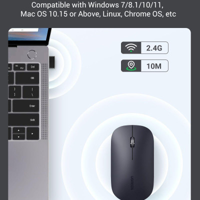 Ugreen UG90675MU001TK màu đen 2.4g chuột không dây dùng cho máy tính laptop chất liệu nhựa ABS có pin AA - HÀNG CHÍNH HÃNG
