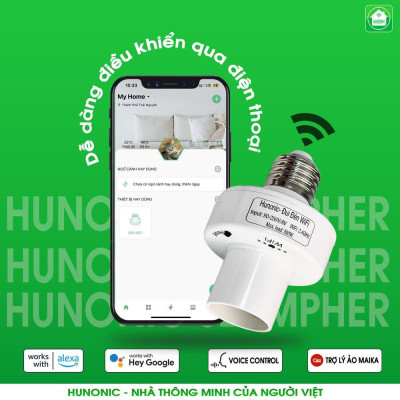 Đui Đèn Wifi Hunonic Điều Khiển Từ Xa Qua Điện Thoại,Tối Ưu Hóa Trải Nghiệm Chiếu Sáng, Hàng Việt Nam