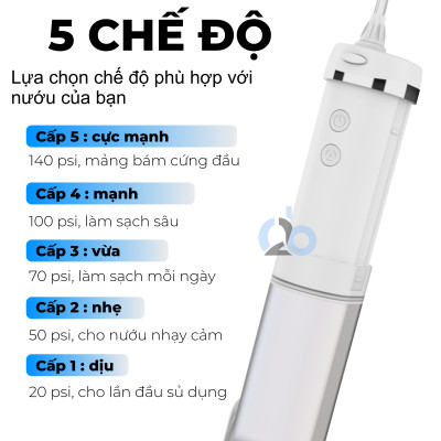 Tăm nước cầm tay H2ofloss HF-10, phiên bản tăm nước mini nhỏ gọn chỉ 14.5 cm dành cho người di chuyển nhiều