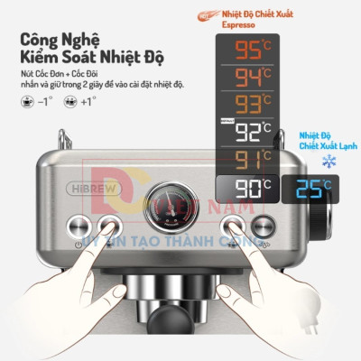 Máy Pha Cà Phê Espresso HiBREW H10A Cao Cấp Thương Hiệu Mỹ, Công suất 1350W - HÀNG NHẬP KHẨU, BẢO HÀNH 12 THÁNG