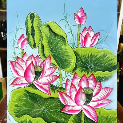 Tranh Sơn Mài - HOA SEN | Size 40x60 cm | Thanh Tịnh – Trang Nhã – Nghệ Thuật Truyền Thống