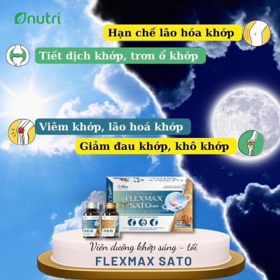 Viên dưỡng khớp Flexmax Sato – Asuka – Hỗ trợ giảm triệu chứng đau khớp – Hộp 2 lọ x 30 Viên – Đức Long