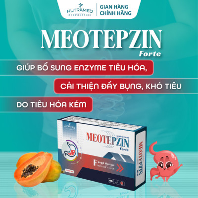Viên uống Meotepzin Forte hỗ trợ giảm đầy bụng, chướng hơi, khó tiêu (30 viên) - Nutramed