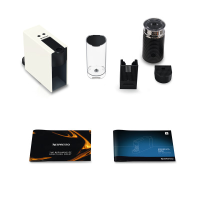 Bộ máy pha cà phê Nespresso Essenza Mini Trắng & máy đánh sữa Aeroccino 3 - Hàng chính hãng