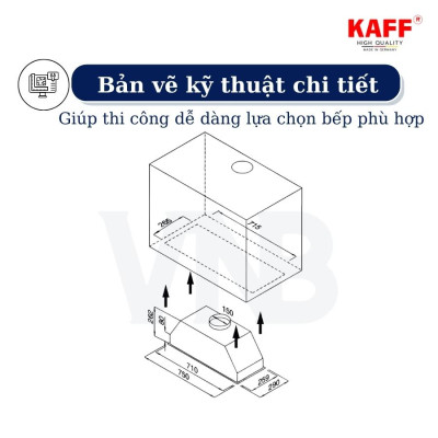Máy hút mùi âm toàn phần mặt kính 700mm KAFF KF-BI70H - Hàng Chính Hãng